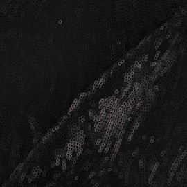 Tissu paillettes disques noir x 10cm