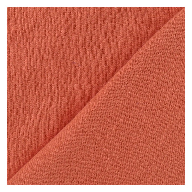Washed Linen Fabric Coral x 10cm Ma Petite Mercerie