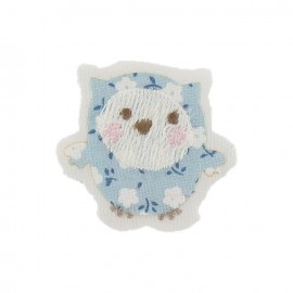 Baby owl iron-on applique - sky blue