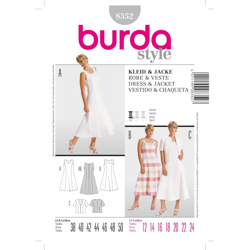 Dress & Jacket Sewing Pattern Burda n°8352 Ma Petite Mercerie