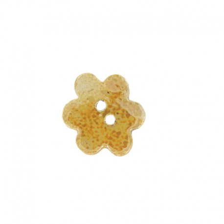 Bouton céramique grande fleur jaune