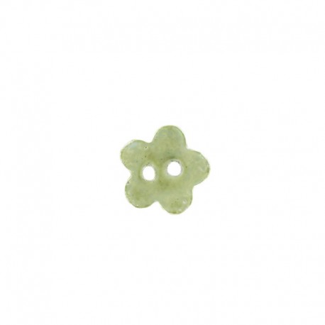 Bouton céramique petite fleur vert jaune