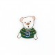 Teddy schoolchild iron-on applique - white