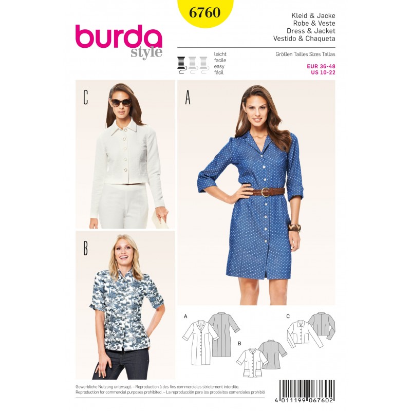 Dress & Jacket Sewing Pattern Burda n°6760 Ma Petite Mercerie