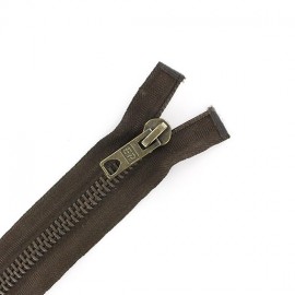 Brass biker Separating zipper - brown