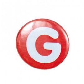 Two-tone Pin-on button badge Alphabet "letter G" - orange