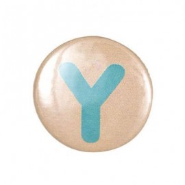 Two-tone Pin-on button badge Alphabet "letter Y" - beige