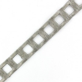 Fusible braid trimming India Squares  x 50cm - silver