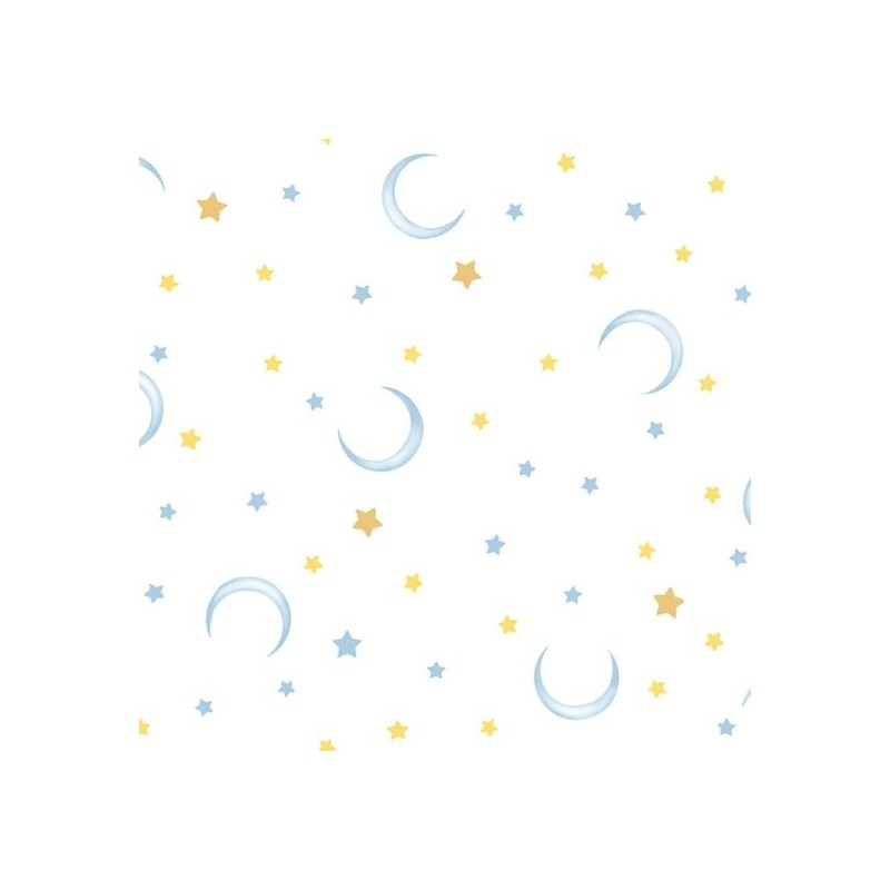 Night Sweet Baby Flannel Fabric Stars Moons White Background X Night Sweet Baby Flannel Fabric Stars
