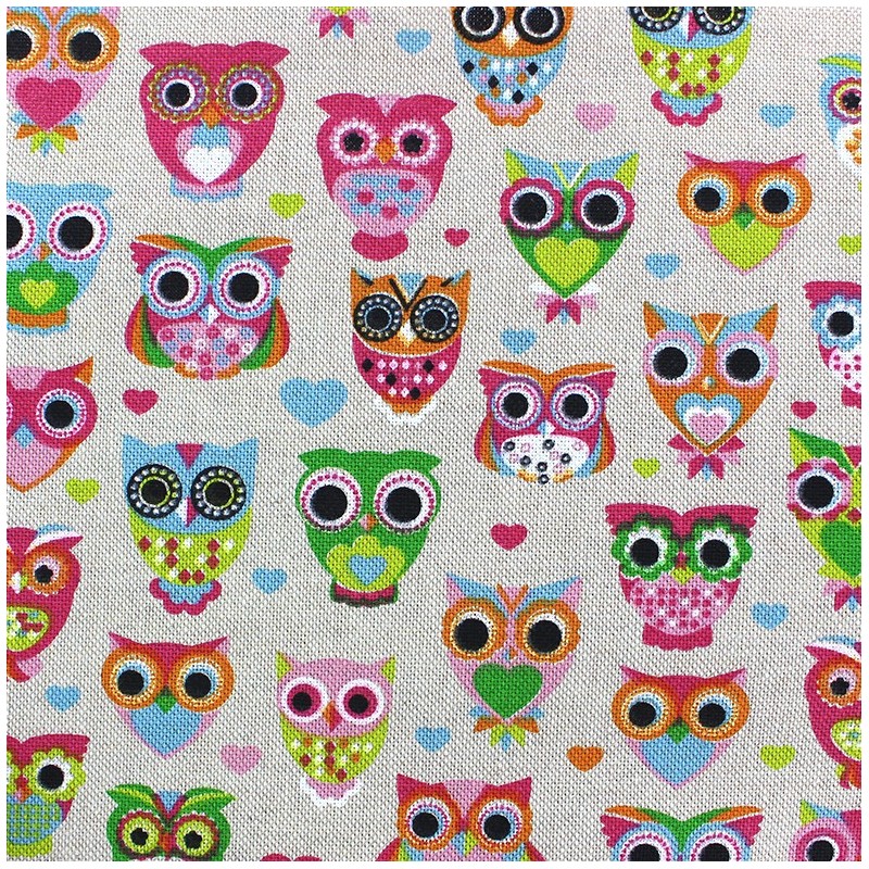 Canvas Fabric Cute owl x 10 cm Ma Petite Mercerie