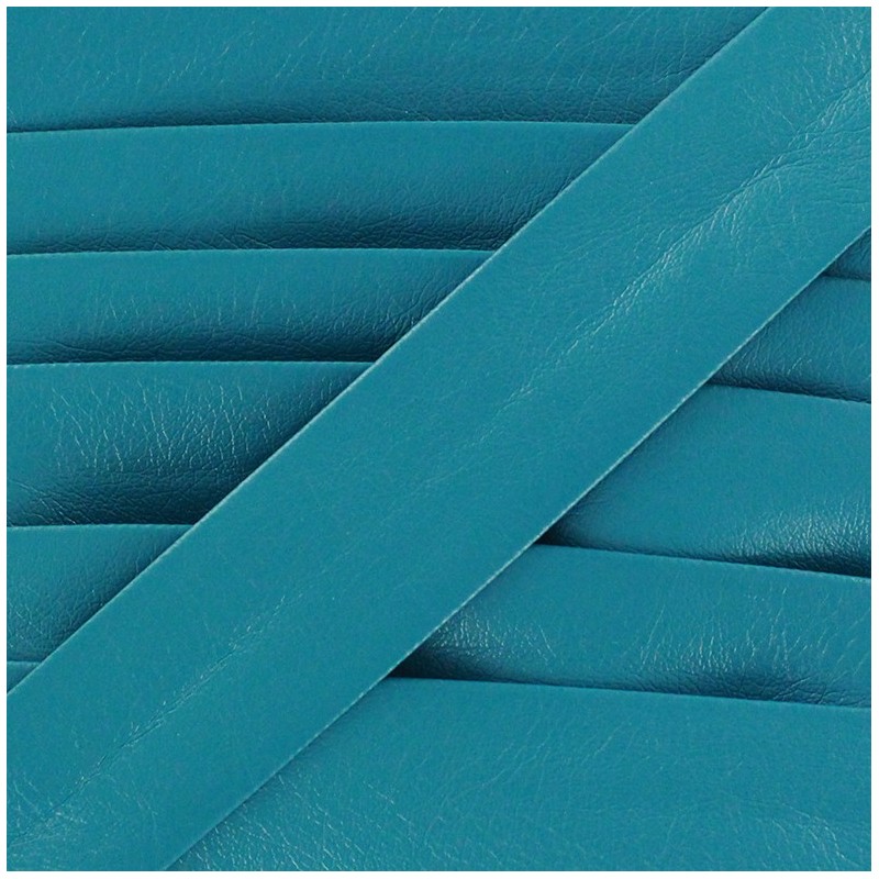 Imitation leather bias binding, Cuero 20 mm cyan cornflower blue Ma Petite Mercerie