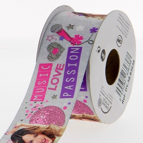 Satin ribbon Disney, Violetta 38 mm - grey