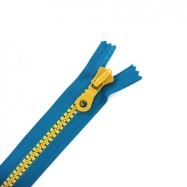Synthetic two-tone Closed bottom zipper - petrol blue/mustard yellow