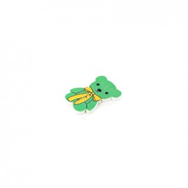 ♥ Lot de 26 Boutons Bois Teddy bear vert d'eau ♥