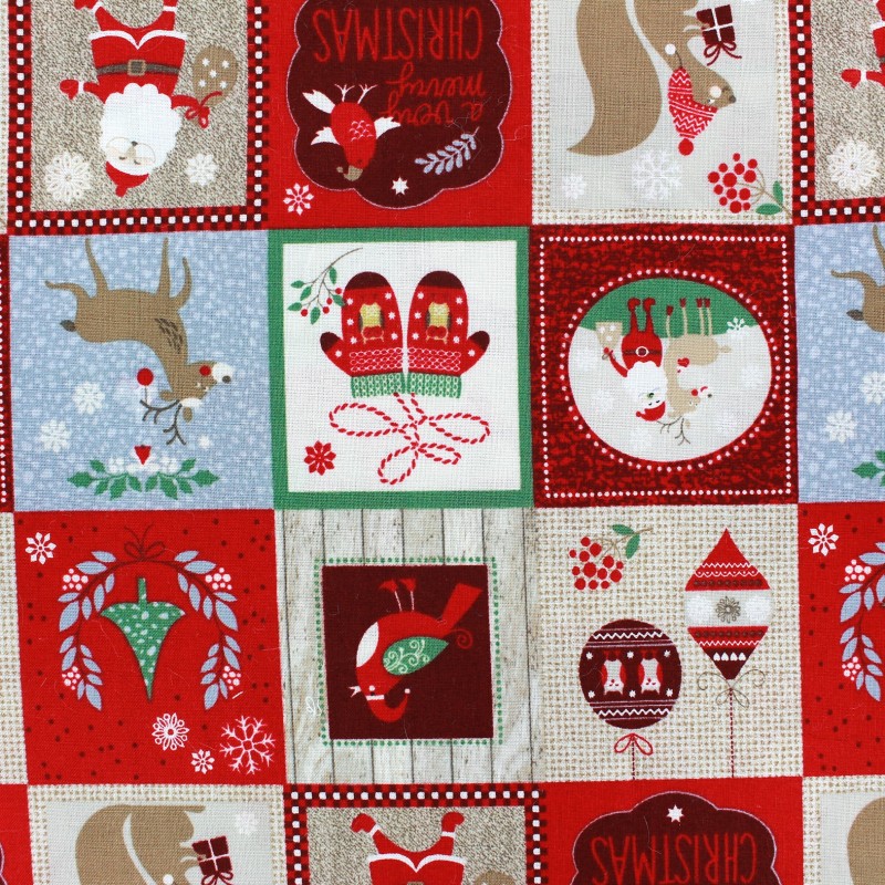 Christmas patchwork Fabric red x 63cm Ma Petite Mercerie