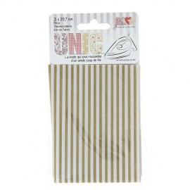 ♥ Iron on fabric stiched stripes - beige/white ♥