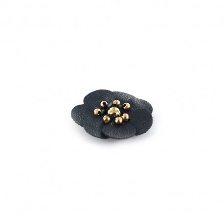 Leather Flower to glue/to sew - navy