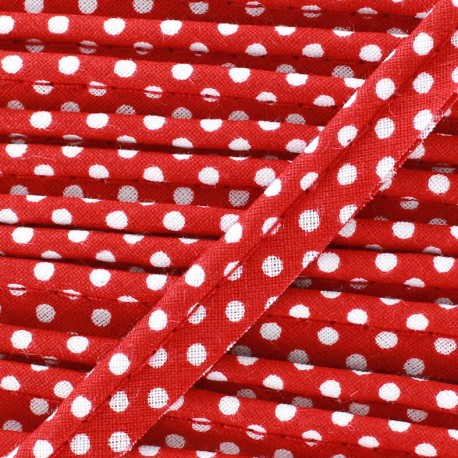 Dotty cotton Piping - white/Red x 1m
