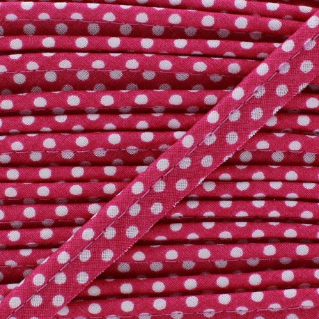 Dotty cotton Piping - white/lit de vin x 1m