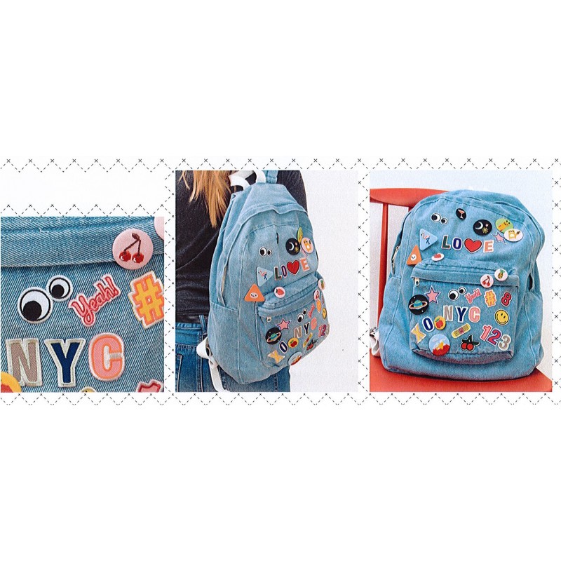 Fun embroidered Hashtag ironon applique yellow/orange Ma Petite