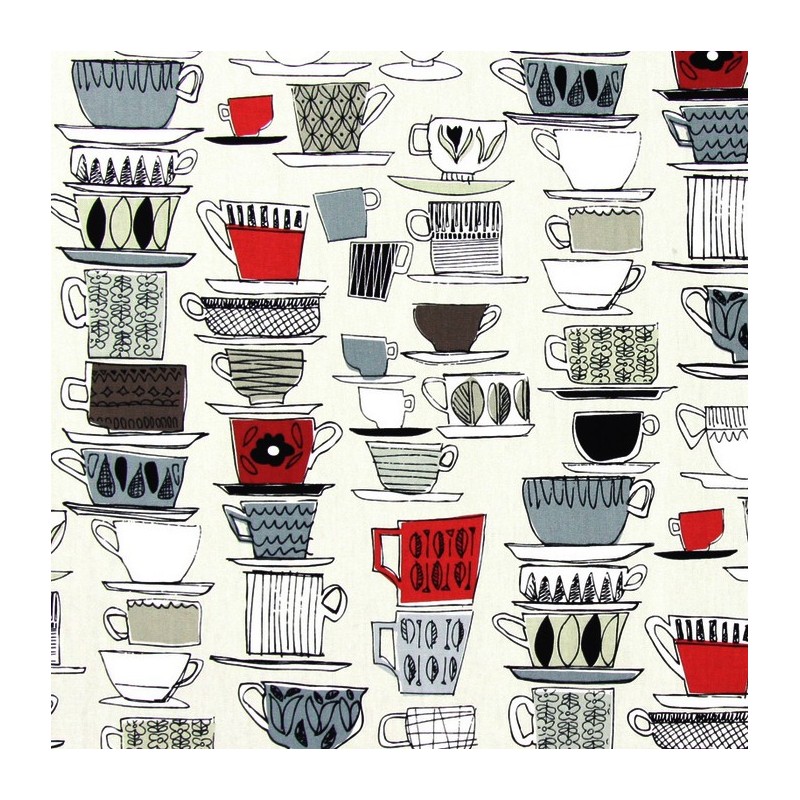 Varnished and coated cotton fabric Cups and saucers pomegranate x