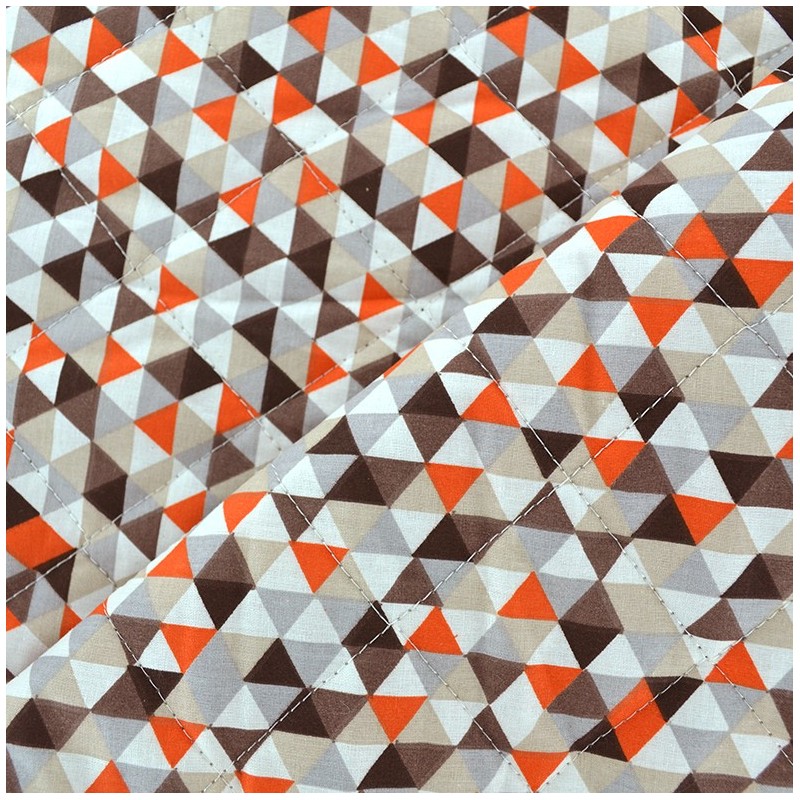 ♥ Coupon 10 cm X 150 cm ♥ Tissu matelassé Trimix taupe/orange Ma