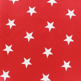 Poppy cotton Fabric - red Big white star x 10cm