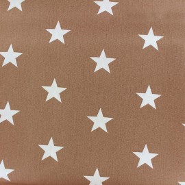 ♥ Coupon 25 cm X 140 cm ♥ Tissu coton Grandes Etoiles - beige foncé