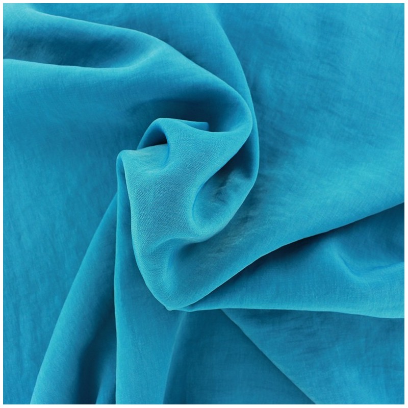 Imitation washed silk fluid fabric blue turquoise x 10cm Ma Petite