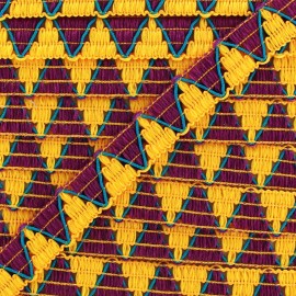 Reversible Braid ribbon ZigZag yellow/purple x 1m