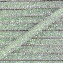 Ruban paillettes irisées 5mm - gris clair x 1m