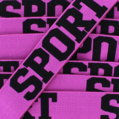 Flat elastic Sport - black/purple x 1m