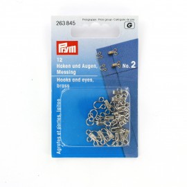 12 hooks and eyes size n°2 - nickel-plated