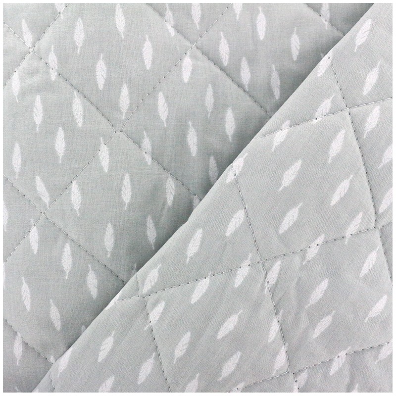 Reversible quilted cotton fabric Kioni light grey x 10cm Ma Petite