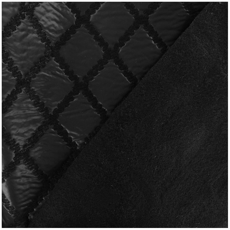 Quilted aspect embroidered jacquard fabric black x 10cm Ma Petite