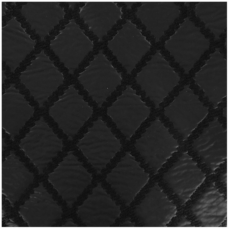 Quilted aspect embroidered jacquard fabric black x 10cm Ma Petite