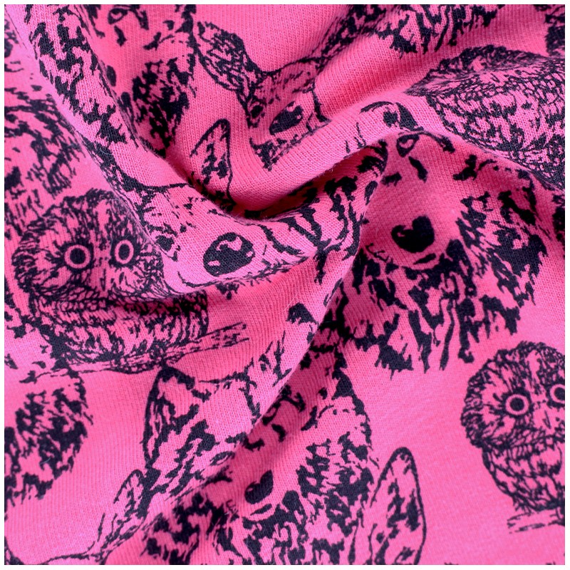 Poppy jersey fabric Forest Animals pink x 10cm Ma Petite Mercerie