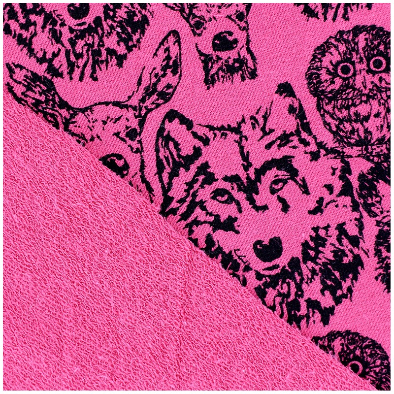 Poppy jersey fabric Forest Animals pink x 10cm Ma Petite Mercerie