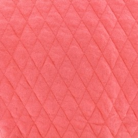 Tissu jersey matelassé losanges 30/50 - corail x 10cm