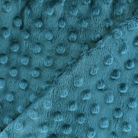Minkee velvet fabric dot - peacock blue x 10cm