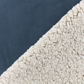 Fourrure mouton réversible suédine Soft - bleu marine x 10 cm