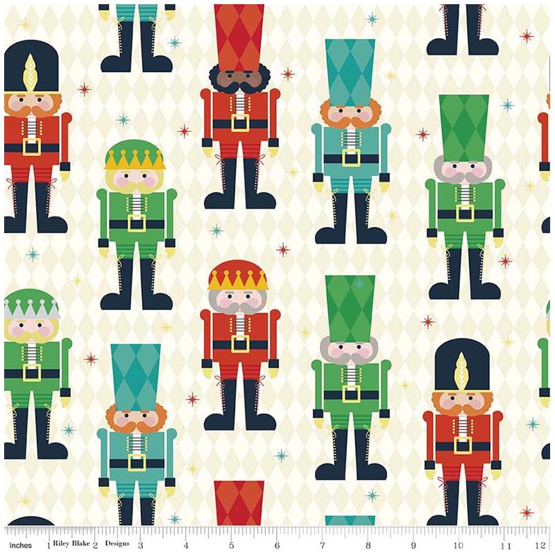Cotton fabric Nutcracker Christmas cream x 30cm Ma Petite Mercerie