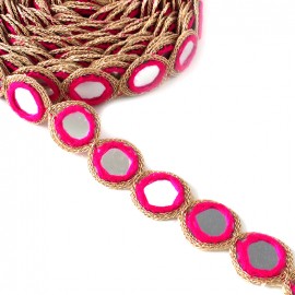 Trimming ribbon India Mirror - fuchsia x 25cm