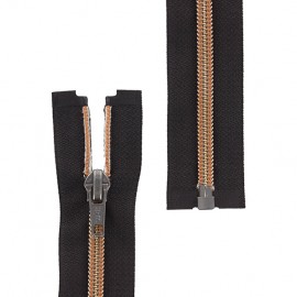 Open-end zipper metallic thread - light brown