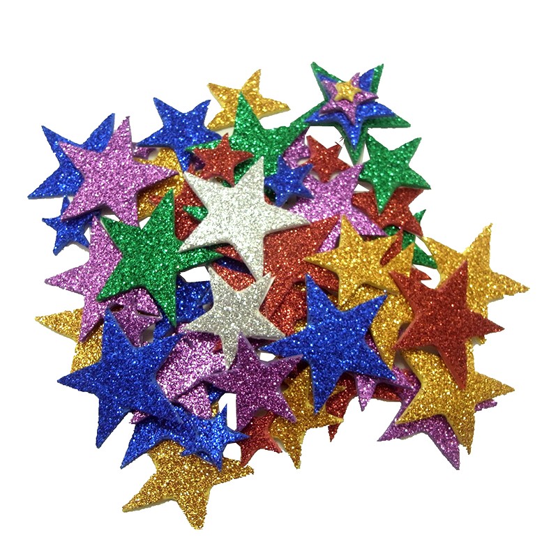 Pack of 200 adhesive glittery stars multi Ma Petite Mercerie