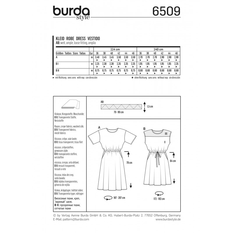 Dress Elastic Waist Burda Sewing Pattern N°6509 Ma Petite Mercerie