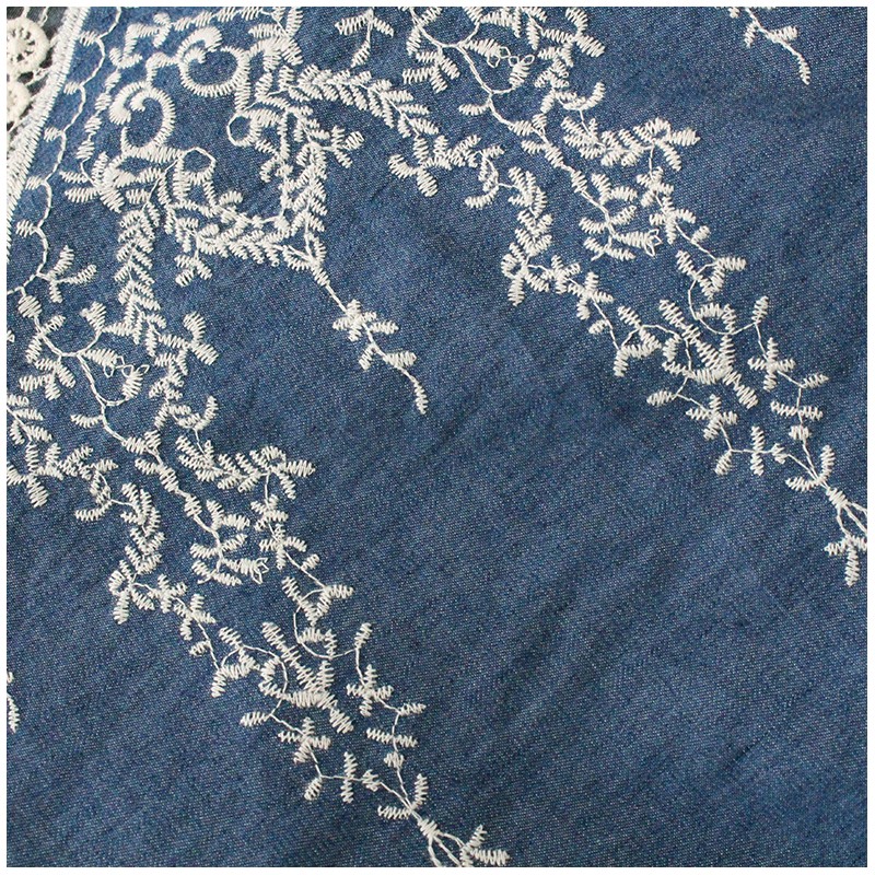 embroidered denim fabric