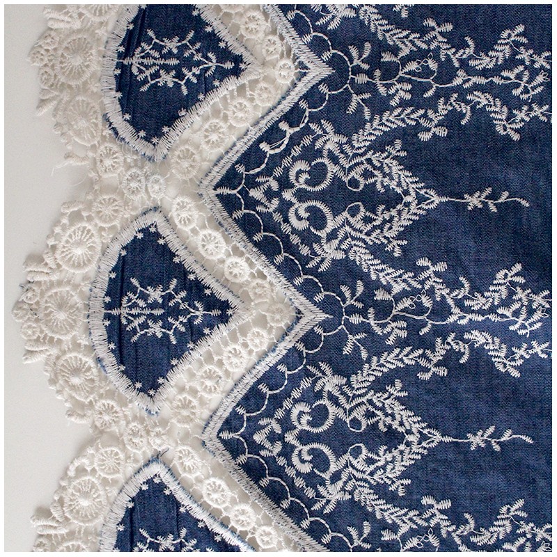 embroidered denim fabric