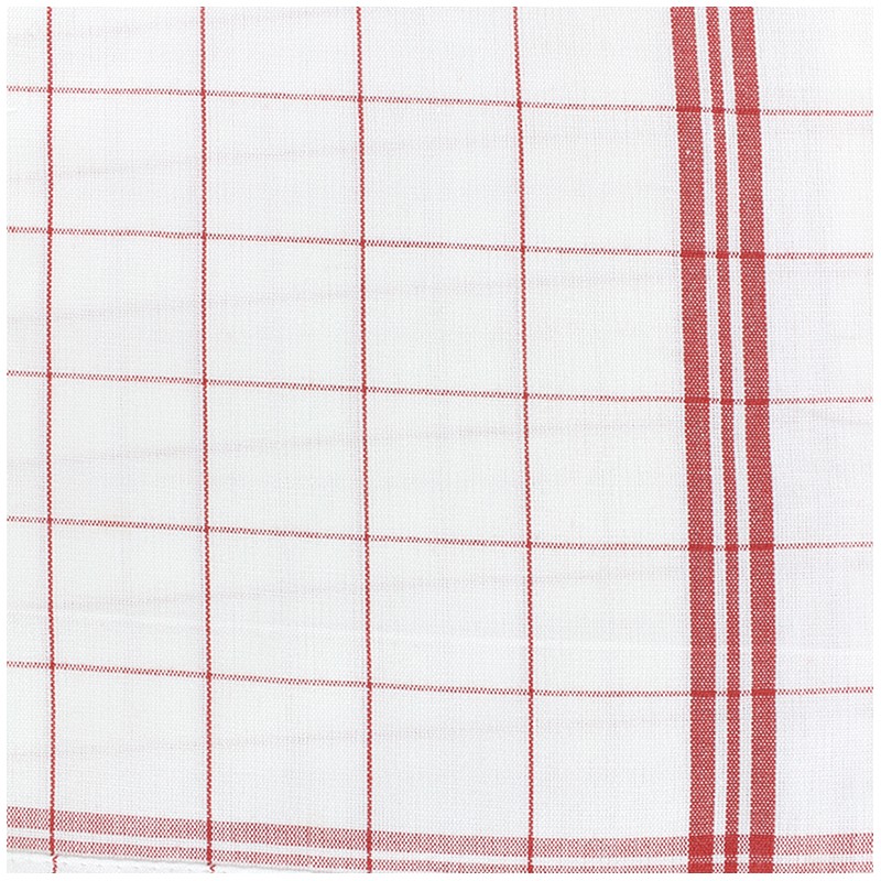 Tissu torchon essuie verre , rouge/blanc x 10cm