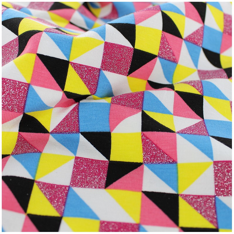 Jersey fabric Qjutie Kids Sparkle diagonal check x 10cm Ma Petite